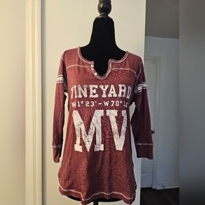 MV Sport - Martha's Vineyard Burgundy 3/4 Sleeve T-Shirt